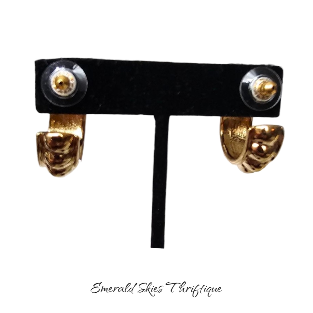 Vintage golden glitter earrings, new - Picture 2 of 5